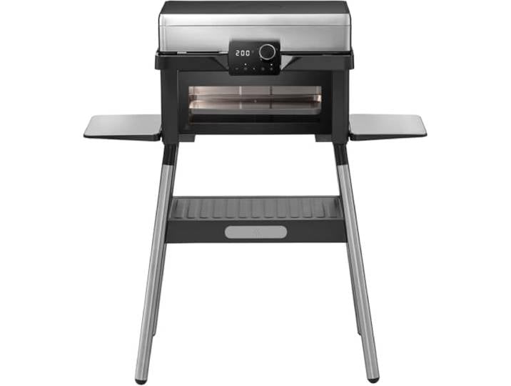 WMF Profi Plus Urban Master Elektrogrill Standgrill – Grill elektrisch bis 340°C, integrierter Backofen bis 200°C, Elektrogrill mit Deckel für Balkon & draußen, 2-in-1 Balkongrill mit Gusseisenplatten