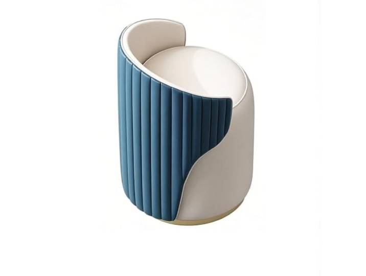Drehbarer Schminkstuhl, Runder Make-up-Hocker Mit Rückenlehne Massivholzrahmen, ergonomischer Loungesessel, geeignet for Schlafzimmer, Wohnzimmer, Balkon(Blue)