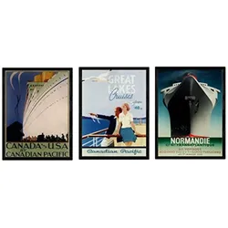 POSTER Set Mit 3 Drei Jahrgang Blätter Kreuzfahrt A4 Rahmenlos
