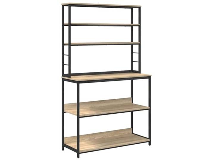KGFHERENB Küchenregal Standregal 5 Böden 100x40x168 cm Sonoma-Eiche Freistehendes Regal mit 5 Ebenen für Esszimmer und Vorratsraum, stabiles Stahlgestell im modernen Industrie-Design.