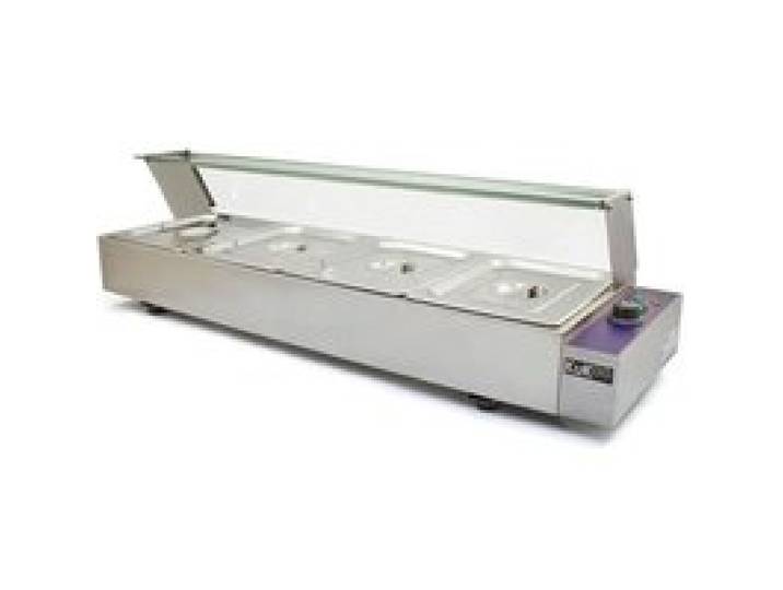 Vitrine Bain Marie Electrique Professionnel KuKoo à 4 Bacs GN 1/2 en Acier Inoxydable