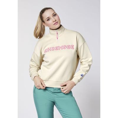 Sweater CHIEMSEE, Damen, Gr. XS (32), birch, 80% Baumwolle, 20% Polyester, unifarben, comfort fit, ohne Ausschnitt, Rippbündchen, Sweatshirts Sweater, - mit kuschelig weich angerauter Innenseite