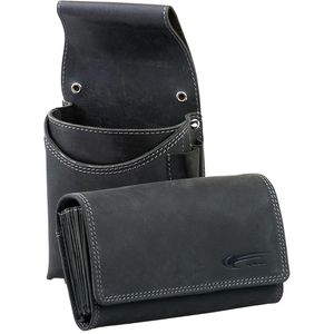 Menzo Kellner-Geldbörse 937, schwarz, mit Tasche, 9 Geldscheinfächer, Echt Leder