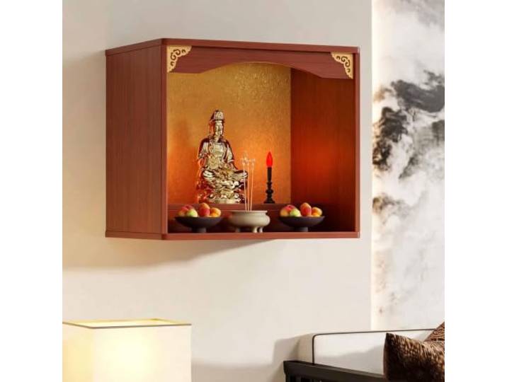 Wandaltar Schrein Offering Tisch, Buddha Altar Tisch Mit Türen,Chinesischer Meditationstisch, Buddhistisches Regal Für Figuren，for Buddha-Statuen, Kerzendosen, Räuchergefäße, Opfergaben