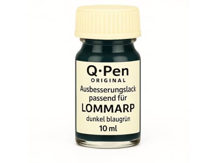 Q-Pen Original Peinture de retouche pour meubles IKEA PAX Lommarp - Bleu foncé/vert - 10 ml - Finition satinée - Réparation des rayures - Avec pinceau intégré - Idéal pour lit\, commode et coiffeuse