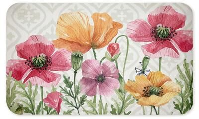 "Stupell Poppy Place Flower Garden Geometric Printed Anti-Fatigue Floor Mat, 30""x18"""
