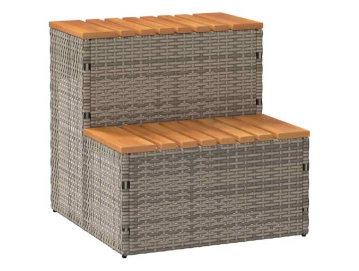vidaXL Hottub-opstap 50x50x50,5cm poly rattan&massief acaciahout grijs