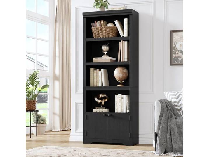 Etagère campagne 5 niveaux 69  2 portes L23 6  noir antidérapante salon balcon étude