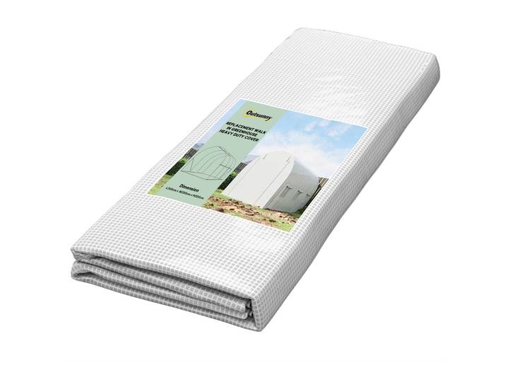 Outsunny Bâche de remplacement en polyéthylène pour serre 3x2x2 m avec 6 fenêtres et porte enroulable, protection des plantes pour jardin, blanc