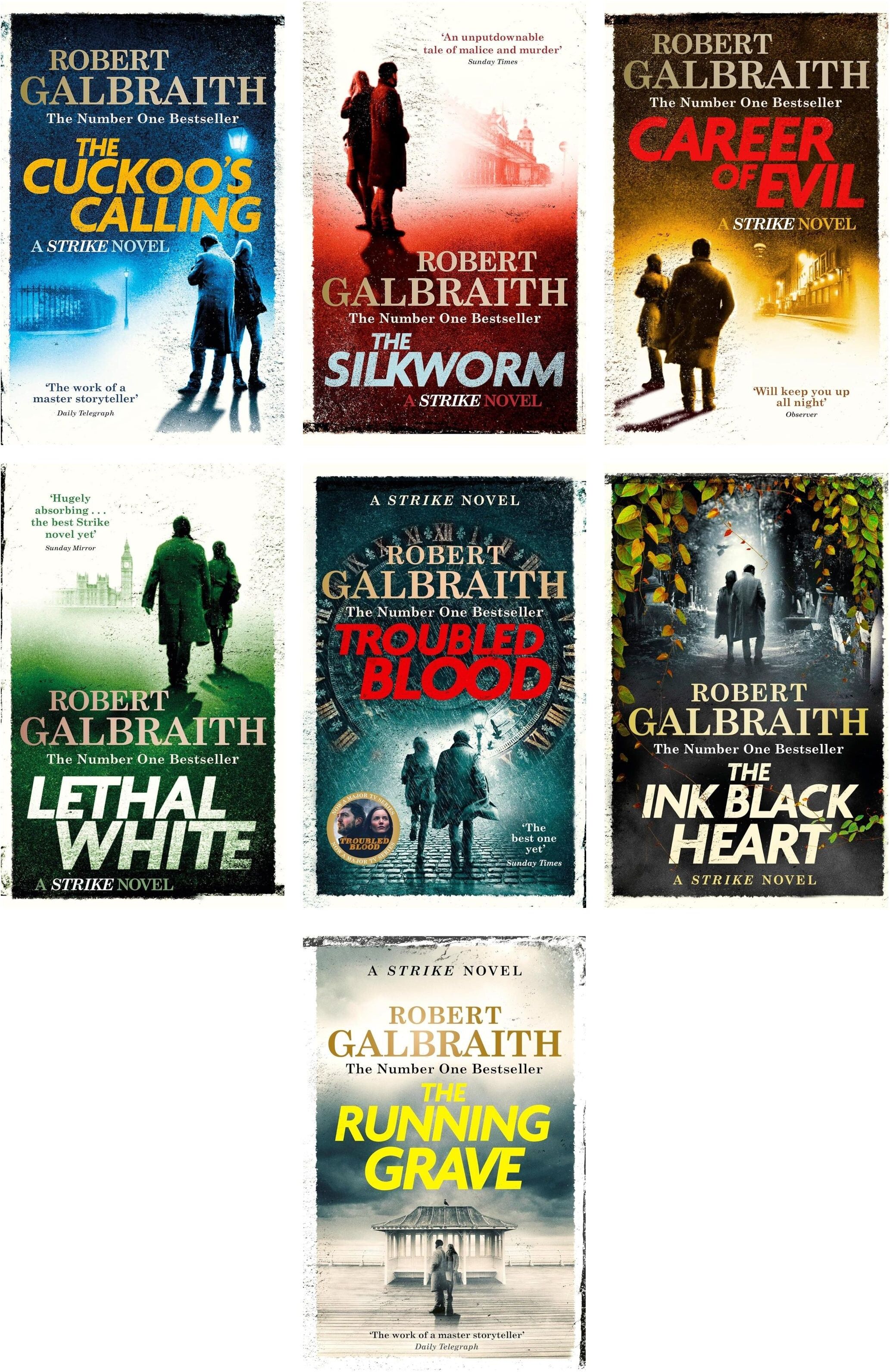 Sphere Cormoran Strike Series Collection 7 Books Set by Robert Galbraith – The Cuckoo’s Calling, Troubled Blood & Crime Mystery Thriller Collection