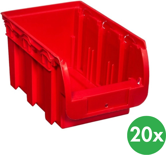 Allit Plastový box COMPACT, 154 x 235 x 125 mm, 20 ks, červený