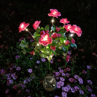 Outdoor Solar Garden Lights Azalea Flowers Outdoor Solar Waterproof Lights, LED Solar Powered Garden Lights, Summer Lawn Pathway Decoration red 1pcs