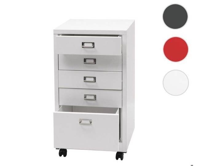 MCW Caisson à roulettes MCW-L49 métal 75x40x41cm 5 tiroirs blanc