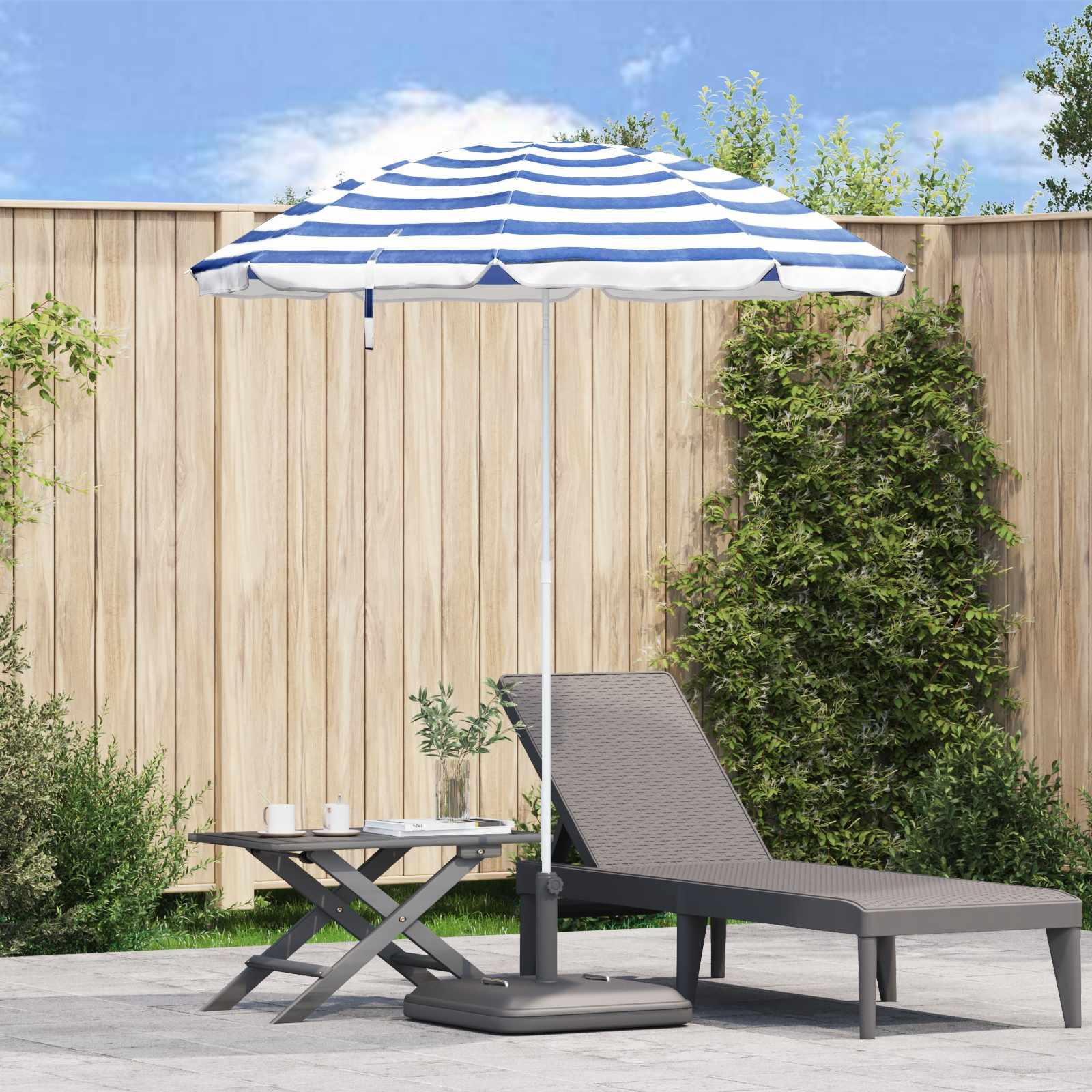 Prolenta Tuinzonneparasol met centrale paal, 240 cm, 170T polyester, blauw en wit