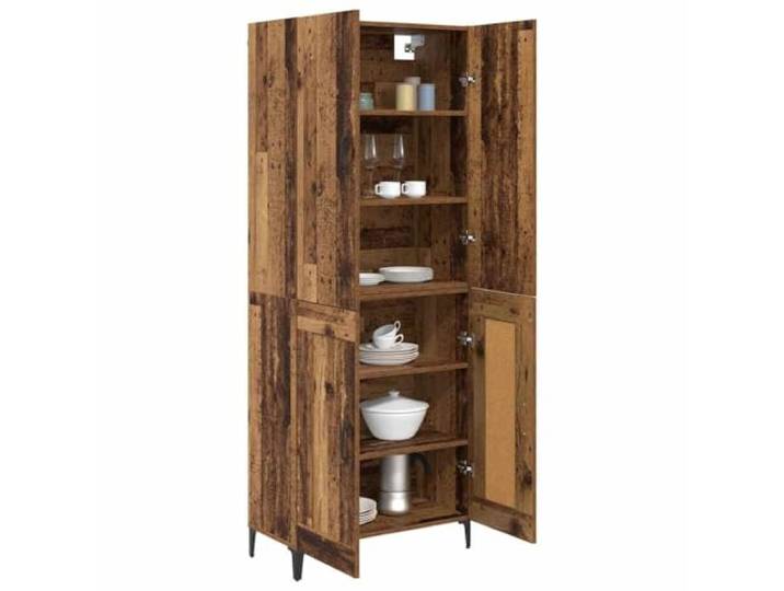 KTHLBRH Anrichte aus altem Holz, 69,5 x 34 x 180 cm, mehrschichtiges Holz 4 Türen, Bow-Griffe, geräumiger Innenraum, pflegeleicht, für Esszimmer