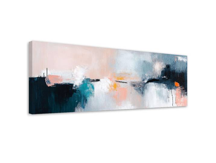 Feeby Leinwandbild Pastellfarbene Abstraktion 90x30cm, Mehrfarbig, Rechteckig, 90x30 cm, Bilder & Rahmen, Bilder, Leinwandbilder