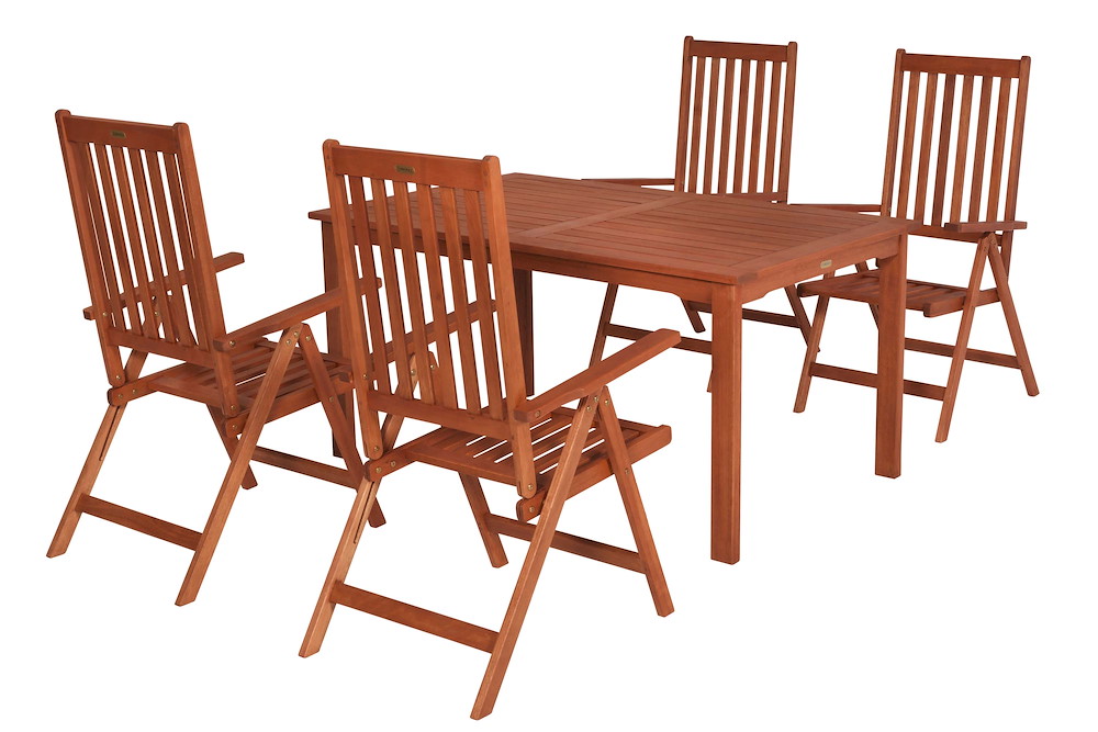 MERXXHANDELS Vitoria Set 5tlg Eucalyptus Tisch 150 x 90 cm 16980290