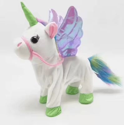 Uplift Curations Cute Plush Electric Walking Talking Unicorn Alpaca Musical Toy For Kids 35cm white A Style