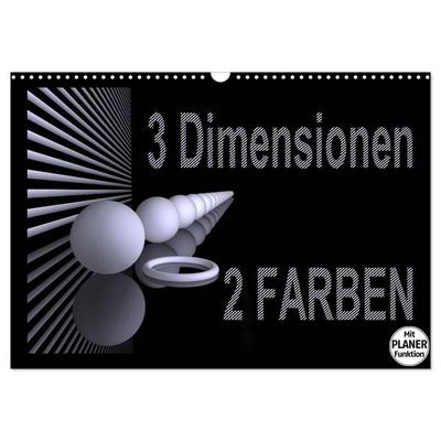 3 Dimensionen - 2 Farben (Wandkalender 2027 DIN A3 quer), CALVENDO Monatskalender