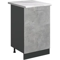 Vicco, Regal, Küchenunterschrank R-Line, Beton/Anthrazit, 50 cm Arbeitsplatte Marmor (60 x 50 x 81.60 cm)