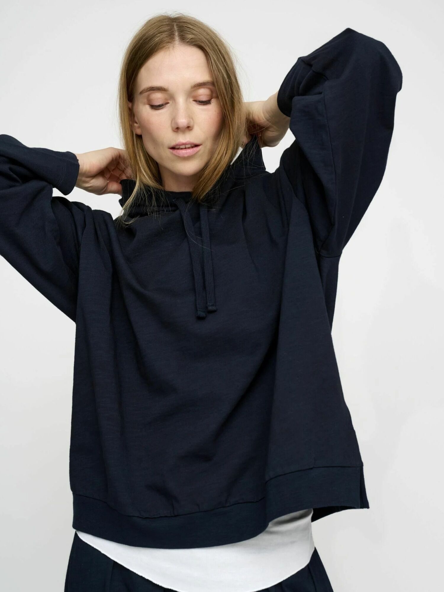 Strickpullover MOSHI MOSHI MIND "moshi moshi mind Sweater cosmos", Damen, Gr. L, schwarz navy, Obermaterial: 100% Baumwolle, Pullover Strickpullover