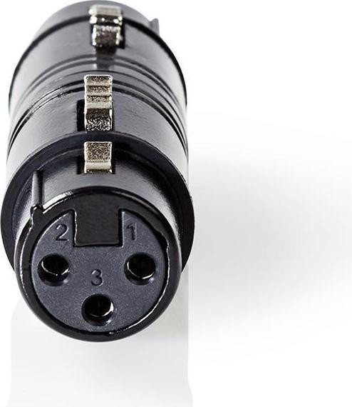 Nedis XLR-adapter 3-pins vrouwelijk, recht, vernikkeld, zwart