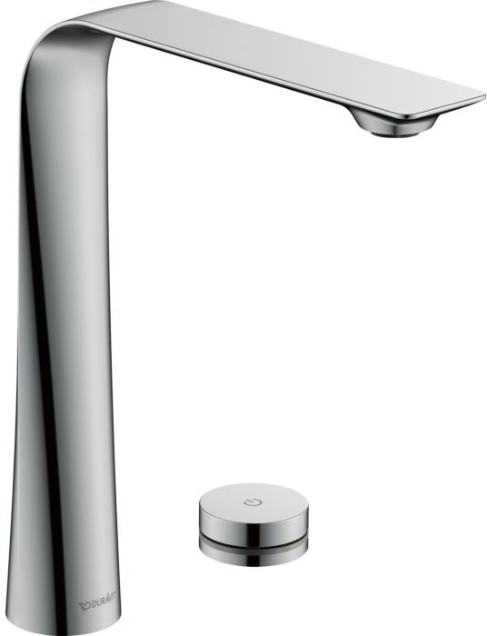 Duravit D.1 Elektronik-Waschtisch-2-Loch-Armatur D11110007010 ohne Zugstangen-Ablaufgarnitur, mit Steckernetzteil, Ausladung 180mm, chrom