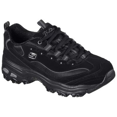 Sneaker SKECHERS "D´Lites - Biggest Fan", Damen, Gr. 36, grau (anthrazit), Leder, Synthetik, Textil, Schuhe Sneaker, Freizeitschuh, Halbschuh, Schnürschuh im trendigen Chunky-Style