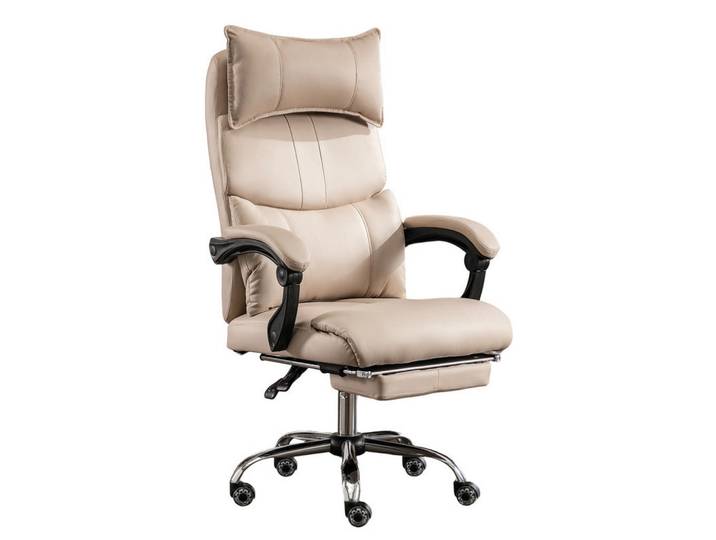 Shopentra Drehstühle Stoff ergonomisch Lendenstütze Beige, Metall, 48x120x65 cm, Büromöbel, Bürostühle, Drehstühle