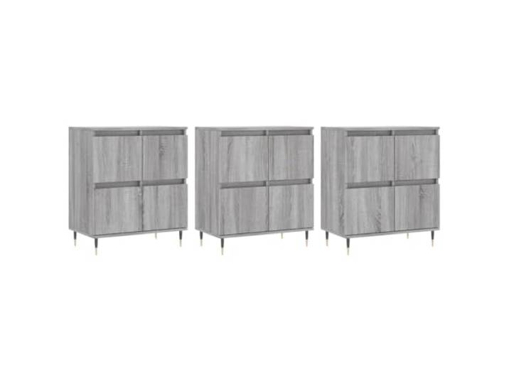 Fisinber Sideboard 3er Set Grau Sonoma Kommode 180cm Holzwerkstoff Drei kombinierbare Anrichten bieten flexiblen Stauraum für Wohnzimmer und Flur mit robuster Oberplatte für Dekoration.