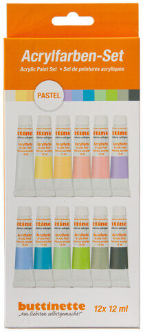 buttinette Acrylfarben "Pastell", 12x 12 ml