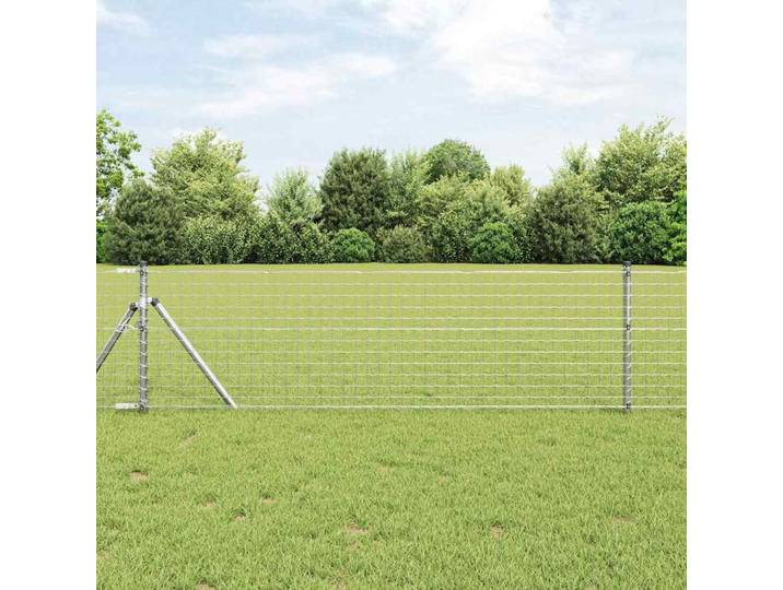 vidaXL Bodenmontierter Euro-Zaun 50 x 0,4 m Verzinkter Stahl Silber