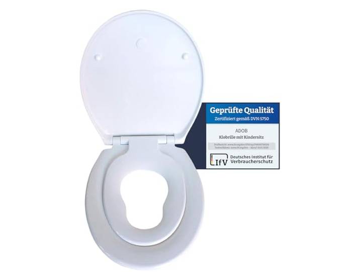 ADOB WC Familien Sitz Kinder - Klobrille mit Kindersitz (Hochwertiges Duroplast) - Toilettendeckel mit Kindersitz - Mit Absenkautomatik - Kinderleichte Montage - Abnehmbar - Familien WC Deckel