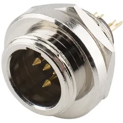 HICON Mini-XLR, IP67 , 4-pol , Metall-, Löttechnik-Einbaustecker, vergoldete(r) Kontakt(e), Gewinde 10,9 mm