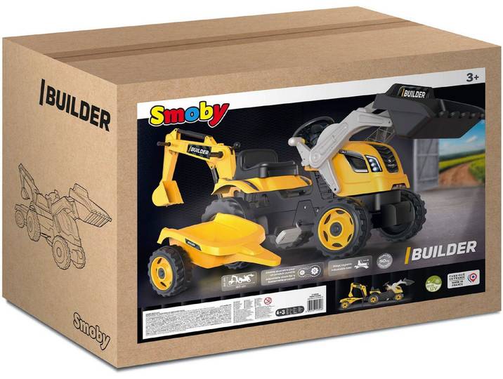 Smoby Tretfahrzeug Outdoor Spielzeug Traktor + Anhänger Builder Max orange 7600710304