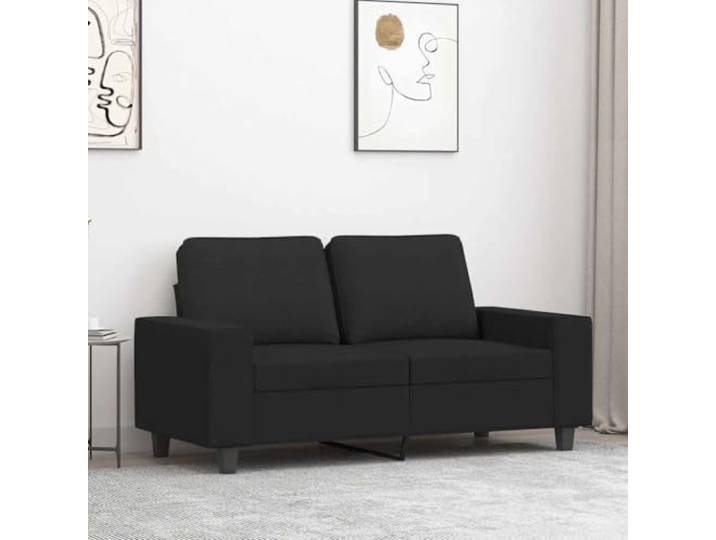 YUTAASU 2-Sitzer-Sofa Schwarz 120 cm Stoff Metallgestell, Dick Polsterung, Atmungsaktiv, Langlebig, Modernes Design, 110 kg Belastbar