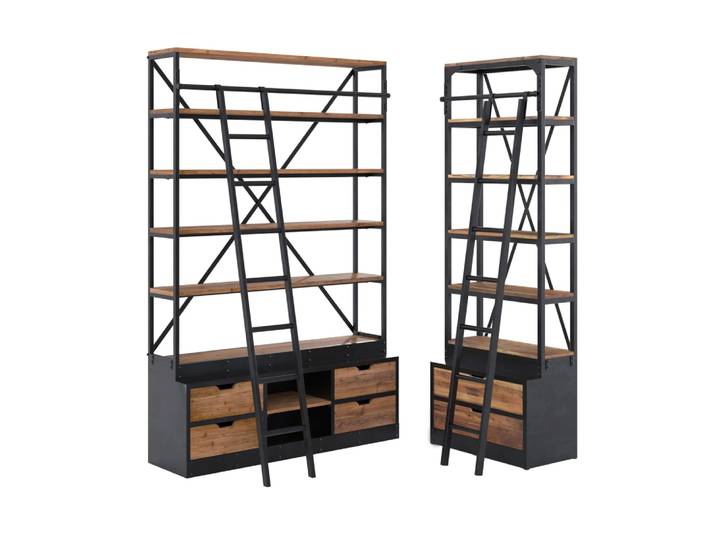 Ensemble de 2 bibliothèques en bois et métal