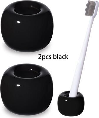 USA Free Shipping Shop Ceramic Toothbrush Holder Bathroom Organizer For Electric Toothbrush & Toothbrush Stand black