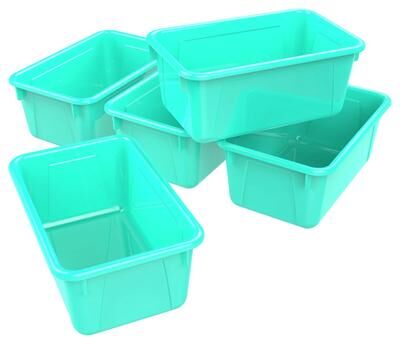 Storex Small Cubby Bin, Teal, Pack of 5