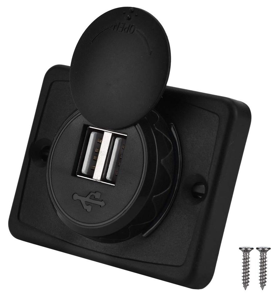 Dripio Dubbele USB-autolader, 3,1A, waterdicht, 12V/24V, zwart