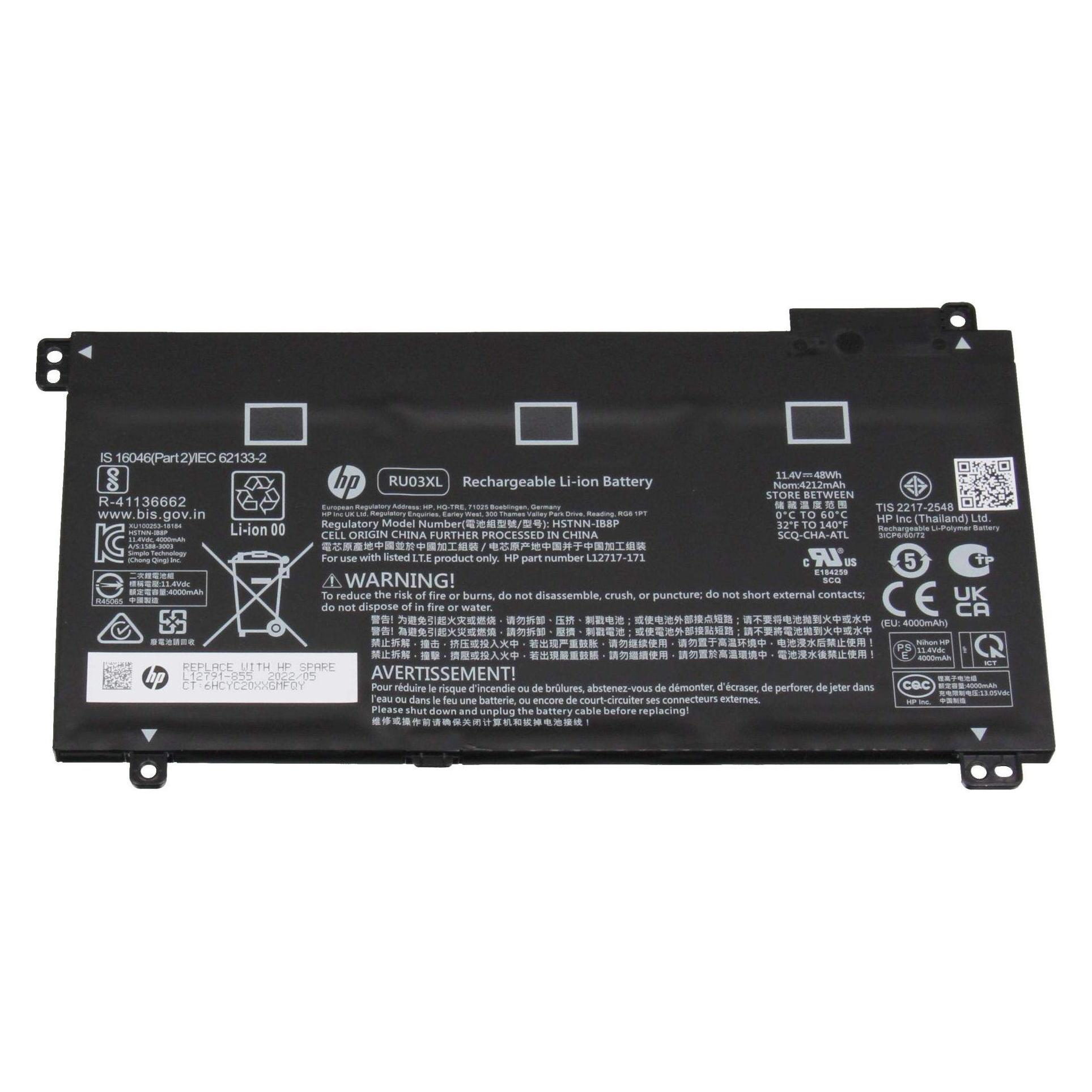 HP Battery Li-Ion 3C 48Wh (3 Zellen, 4212 mAh) (RU03048XL-PR)