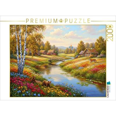 CALVENDO Puzzle Weite der Taiga - Landschaft mit Tiger und Bären | 2000 Teile Lege-Größe 90x67cm Foto-Puzzle für glückliche Stunden
