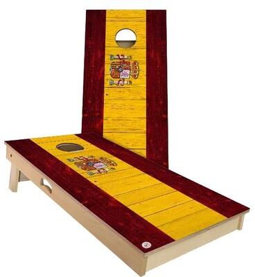 Skip's Garage Spain Flag Outdoor Cornhole Board Set