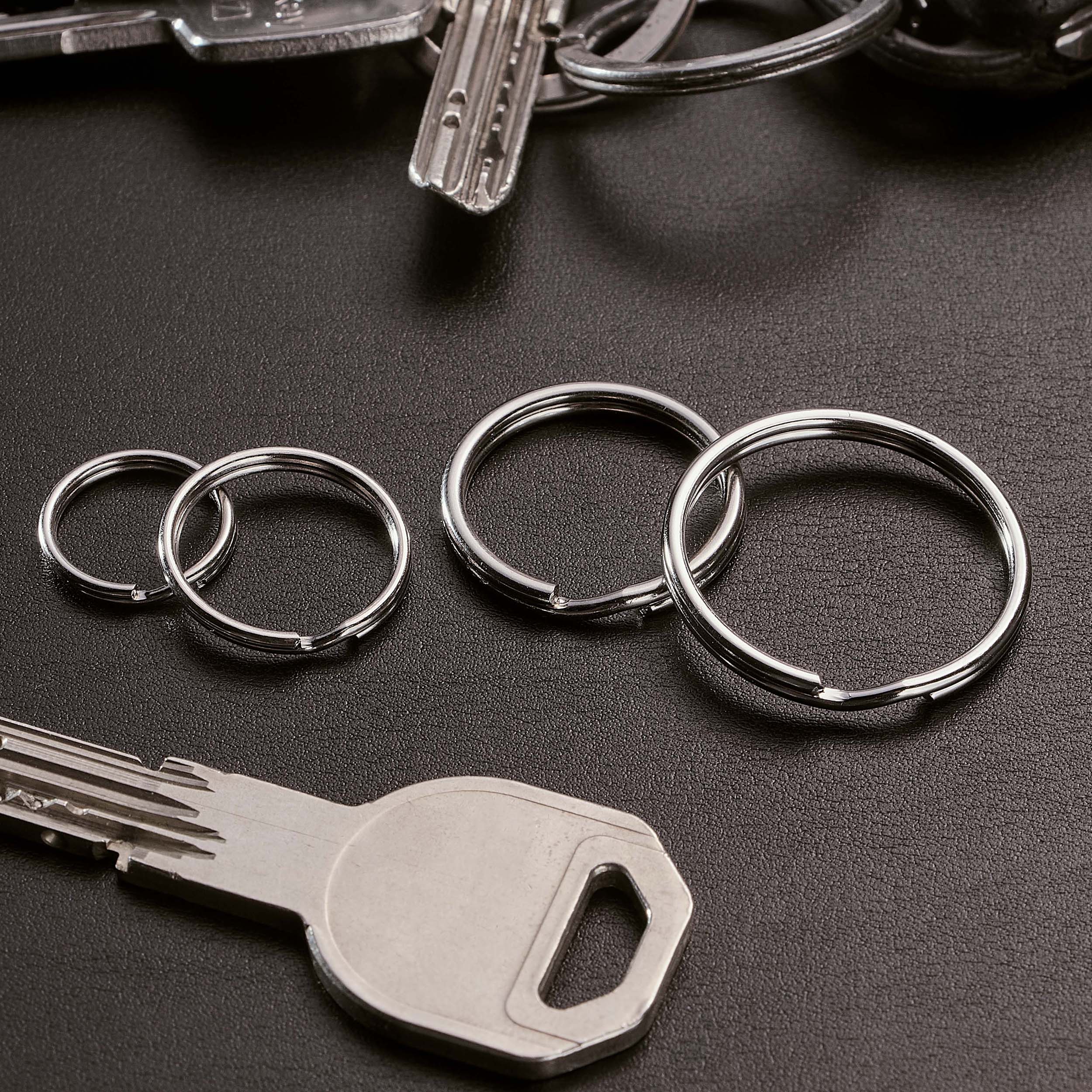 SPRINTIS 100 Unités - Anneaux pour porte-clé, nickelée 24 mm, métal, argent
