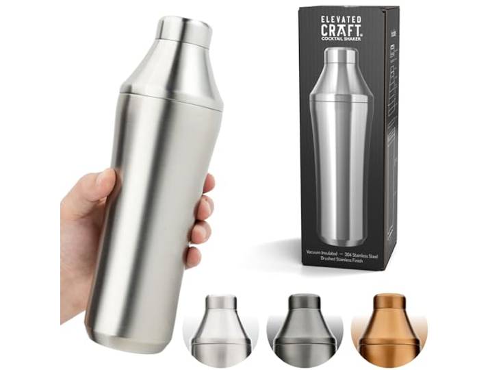 Elevated Craft Hybrid-Cocktailshaker, hochwertig, vakuumisoliert, aus Edelstahl, innovatives Messsystem, verbessern Sie Ihre Hausbar, 828 ml Gesamtvolumen