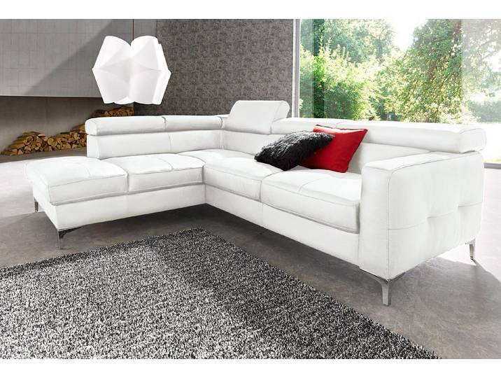 COTTA Polstergarnitur Sammy L-Form, (Set), Set bestehend aus: Ecksofa mit Kopfteilverstellung & Hocker