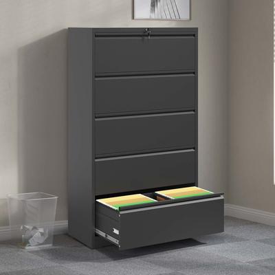 Telepassa 5 Drawer Metal Lateral File Cabinet with Lock for Legal/Letter/A4/F4