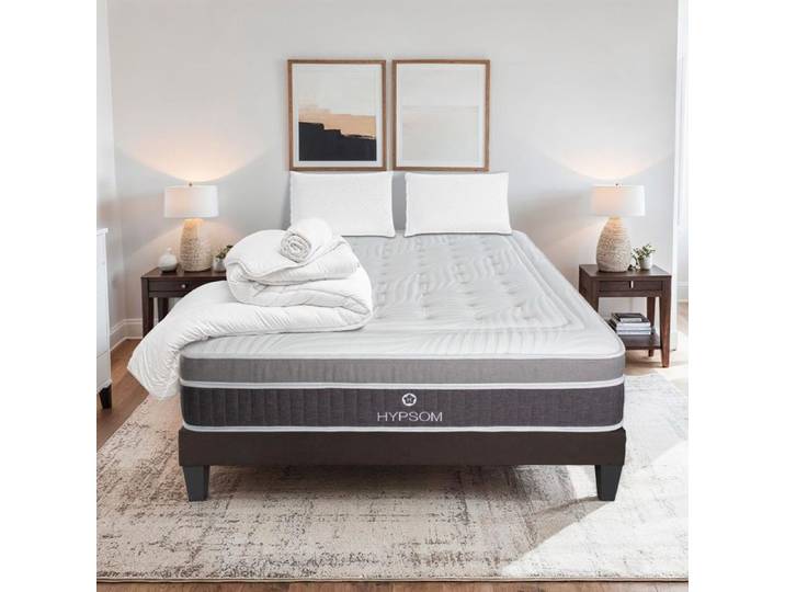 Pack Elégance 180x200 cm Matelas Mousse + Sommier Bois + Accessoires