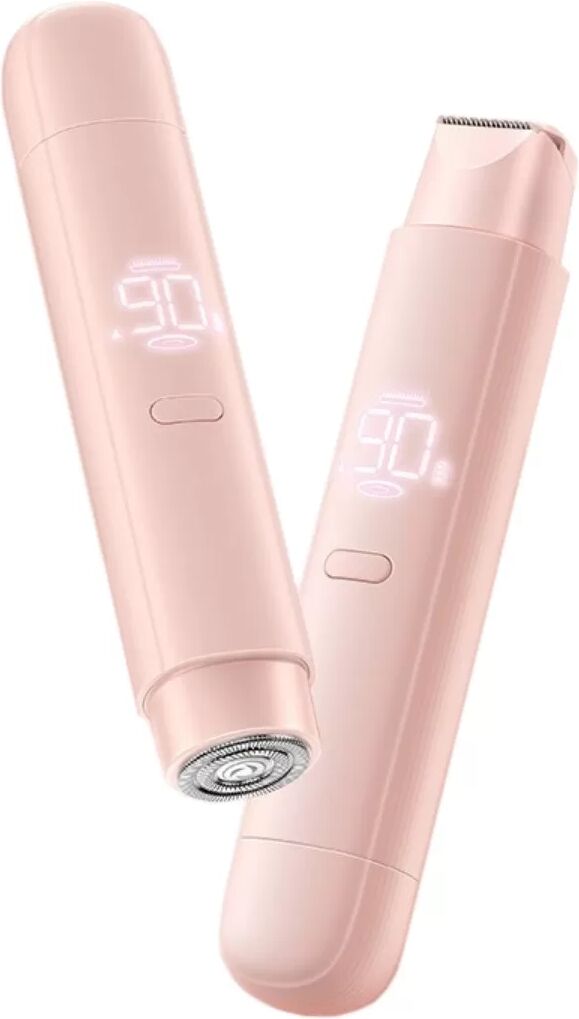 INF Elektrischer Doppelkopf Nass- und Trocken-Rasierer mit LED-Anzeige, IPX6 wasserdicht, USB-C, verstellbar 0.3~6mm Rosa