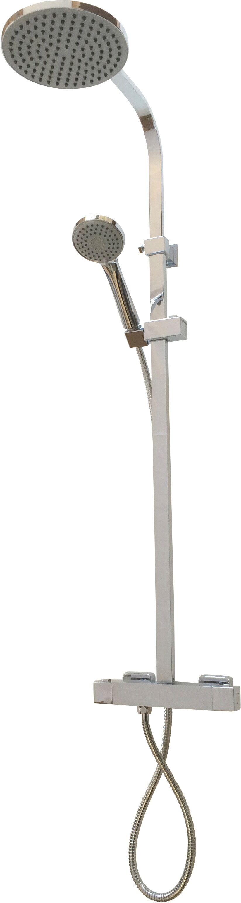Duschsystem ADOB "Lanzarote", silber (silberfarben), H:110cm T:20cm, Brausegarnituren, Duschsystem, mit Thermostat silberfarben Einheitsgröße